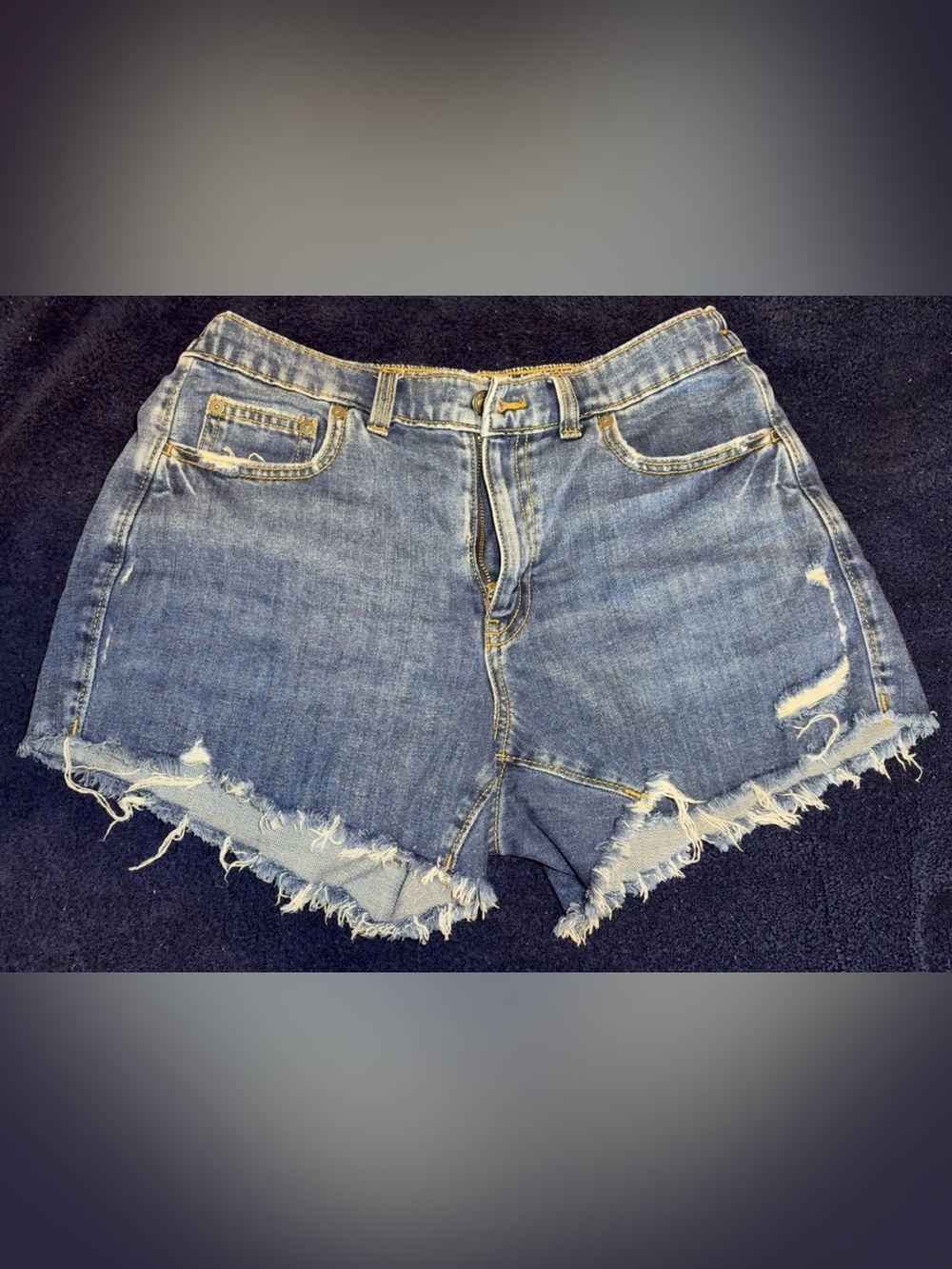 Aerie Distressed Denim Shorts in Medium Blue